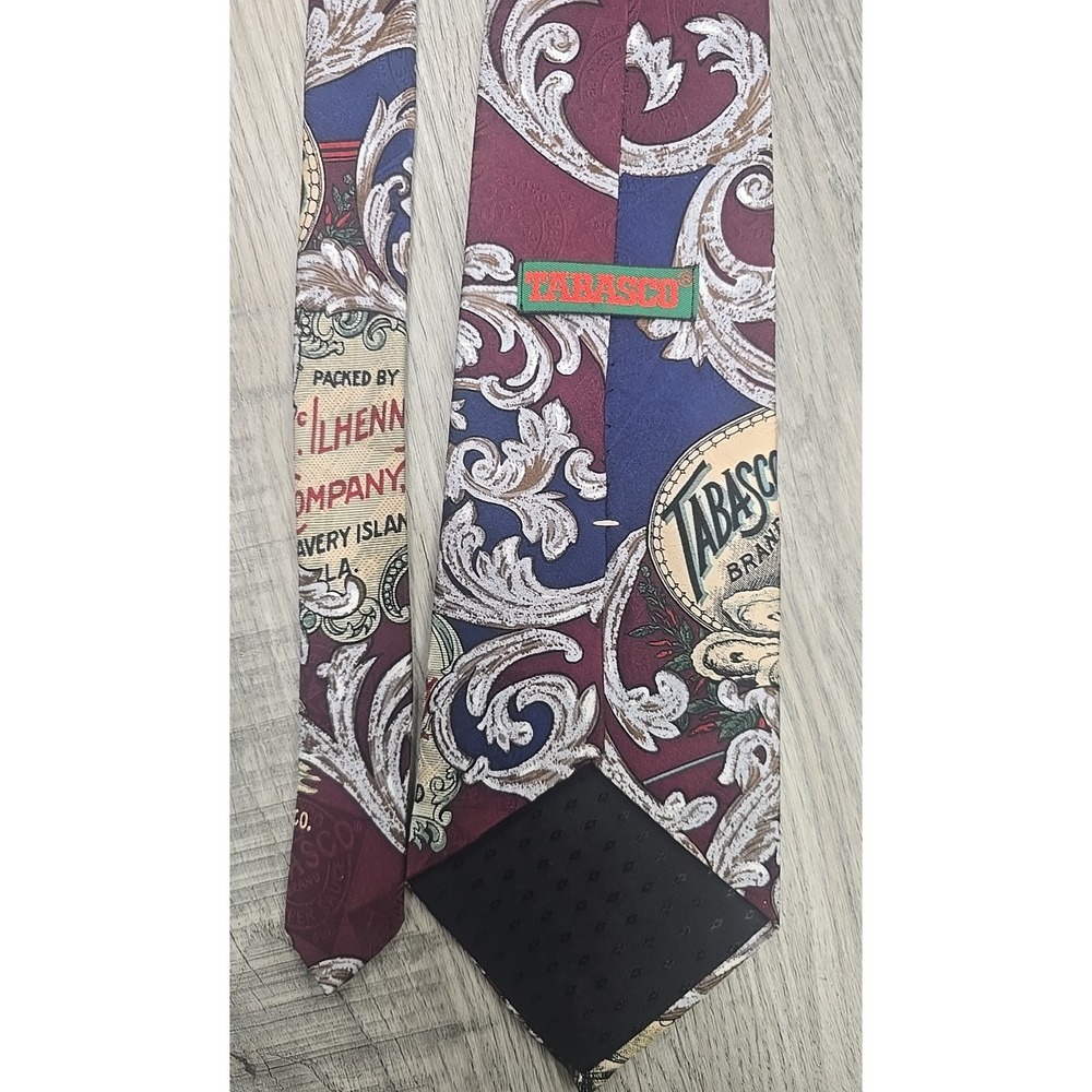 Tabasco Hot Sauce Oysters Peppers Vintage Tie Multicolor Silk McIlhenny Co. USA - Picture 4 of 5